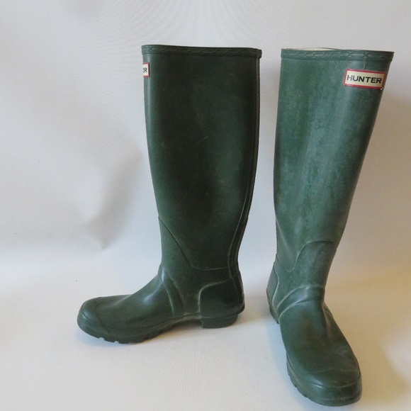 Hunter Shoes - UNISEX HUNTER RUBBER TALL KNEE-HI RAIN BOOTS 9 *